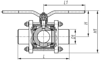 Схематическое изображение кранов АРС15 (присоединение под приварку)