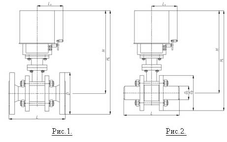 Схематическое изображение кранов АРС1 с электроприводом УП