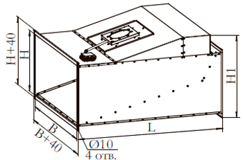 Рис.2. Габаритные размеры вентилятора канального прямоугольного Канал-ПКВ-100-50-4-380