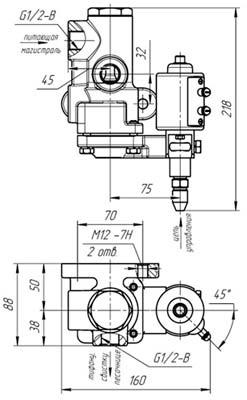 Рис.1. Габаритный чертеж клапана электропневматического КП-39