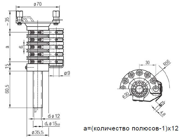 Размеры токосъемников КТ-016