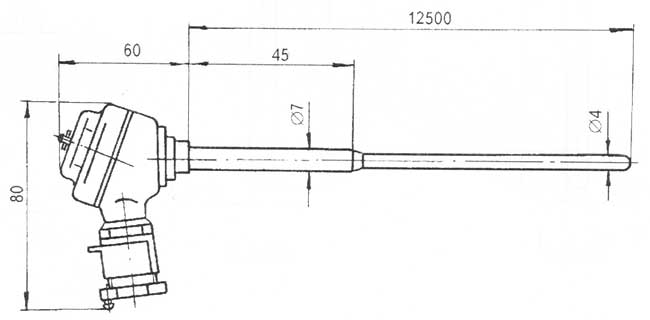 Габаритные размеры термопреобразователя ТХА-1439 