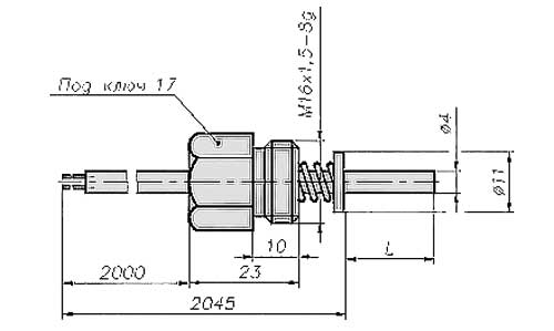 Габаритный размеры термопреобразователя ТХК-1190В
