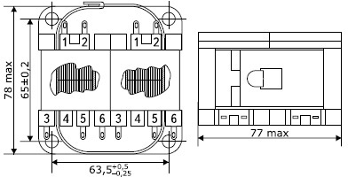 Схема габаритных размеров трансформатора ТПН