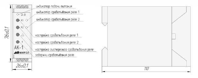 Схема габаритов реле АК-1
