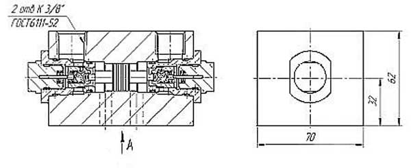 Схема габаритов гидрозамка ГЗ-10,3-К