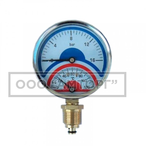 Термоманометр 16 bar/120C радиальный (индикатор давления и температуры) фото 1