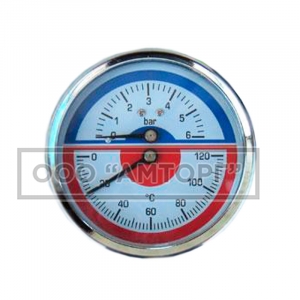 Термоманометр 6 bar/120C осевой (индикатор давления и температуры) фото 1