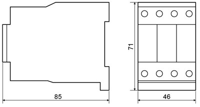 Рис.1. Габаритный чертеж пускателя ПМ 1-18-01 (LC1-D1801)