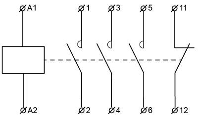 Рис.2. Схема электрическая пускателя ПМ 1-18-01 (LC1-D1801)