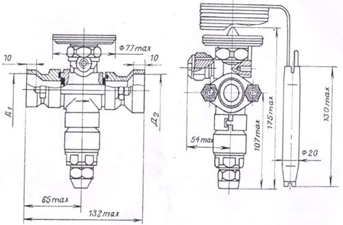 Рис.1. Размер термовентиля 142ТРВ-10