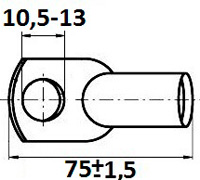 Рис.7. Чертеж наконечника трубчатого медного  ТМ 95 мм²