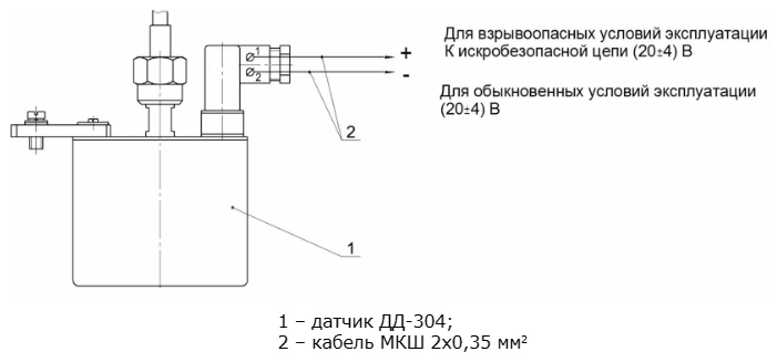 "Схема электрическая соединений датчиков давления ДД-304-И"