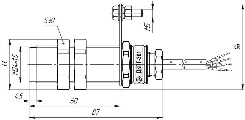 Габаритные и установочные размеры датчиков ДКП-301