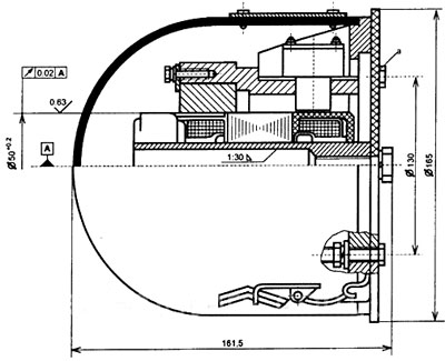 Рис.2. Схема габаритных размеров тахогенератора ТС-1М