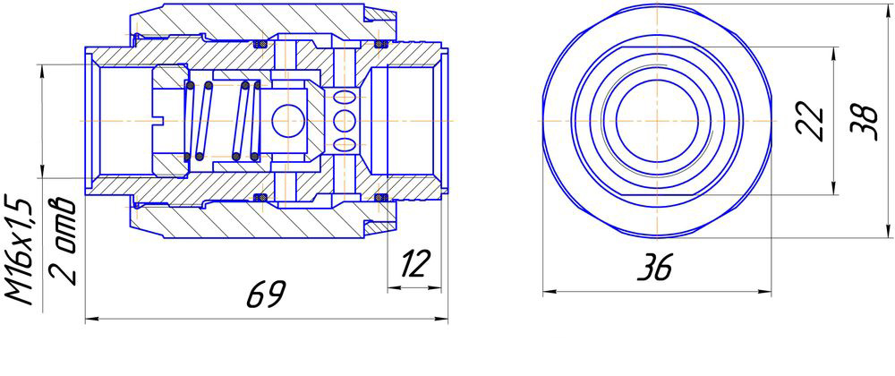 Схема габаритных размеров гидродросселя ДЛК 8,3М